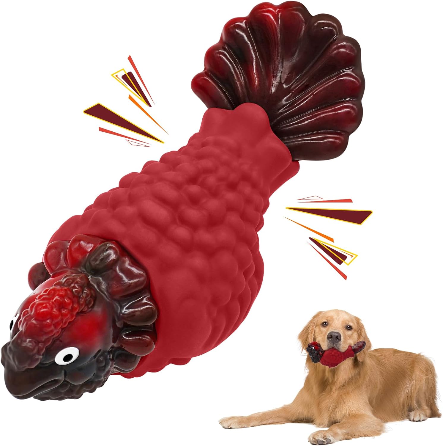 WinTour Tough Dog Toys for Aggressive Chewers, Indestructible Dog Chewers for Medium & Large Breeds, Squeaky Durable Chew Toys to Keep Them Busy, Reduce Boredom, Teeth Cleaning, Bacon Flavor - Image 10