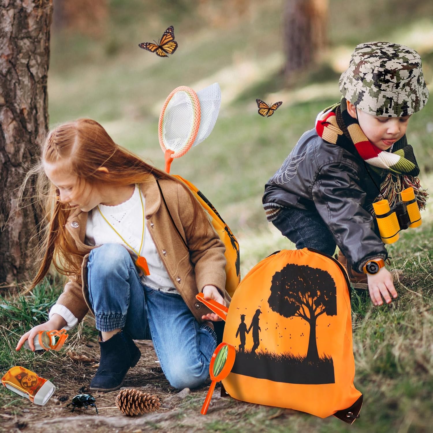 YOPINSAND Kids Explorer Kit & Bug Catcher Kit, Camping Gear for Kids, Outdoor Exploration Set with Backpack & Hat, Binoculars, Ideal Outdoor Camping Adventure Toys for Boys Girls 3-12 - Image 2