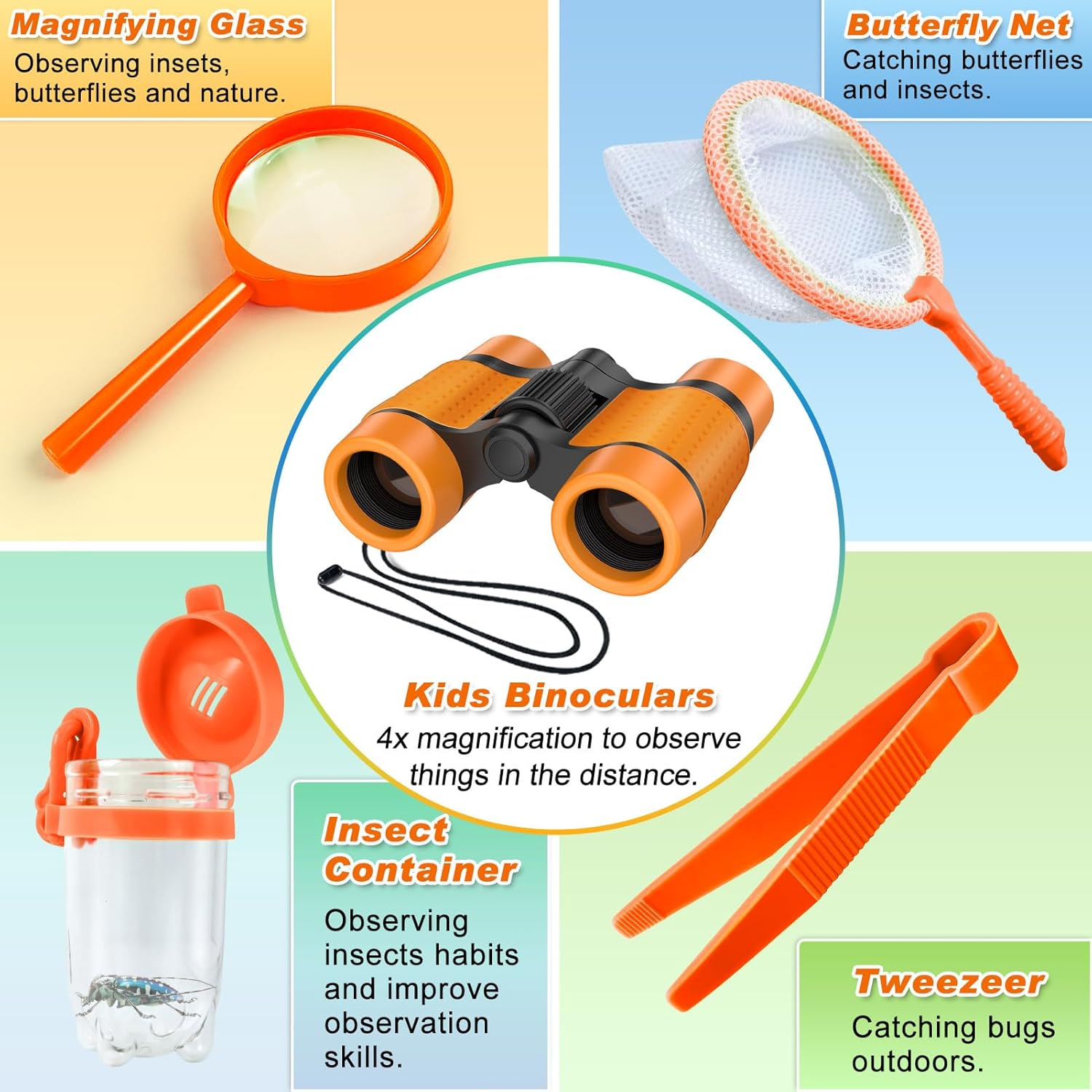 YOPINSAND Kids Explorer Kit & Bug Catcher Kit, Camping Gear for Kids, Outdoor Exploration Set with Backpack & Hat, Binoculars, Ideal Outdoor Camping Adventure Toys for Boys Girls 3-12 - Image 5